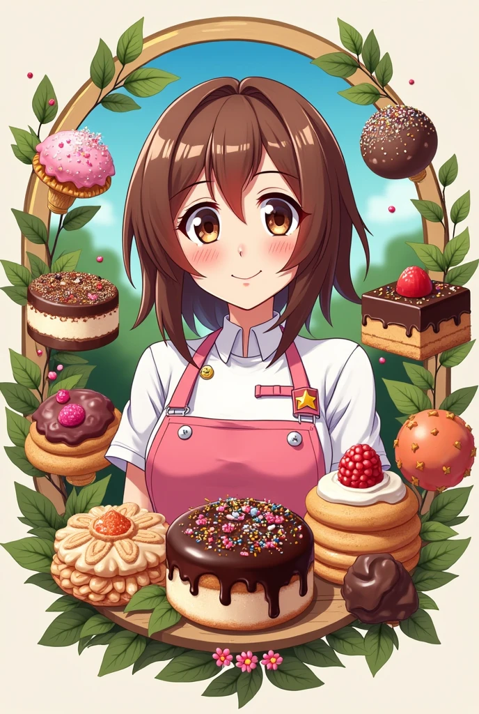 logo,Kizi, anime food, baking art, brigadiers frescas ao fundo, candies, Truffles, brigadiers, chocolates, candies finos, brownhair
