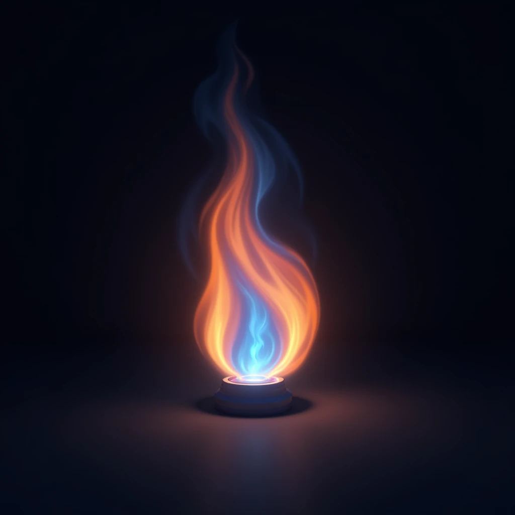 small flame of soft blue with intense orange