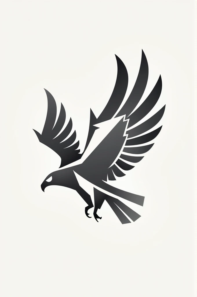 Logo of an eagle taking flight, made with geometric figures 