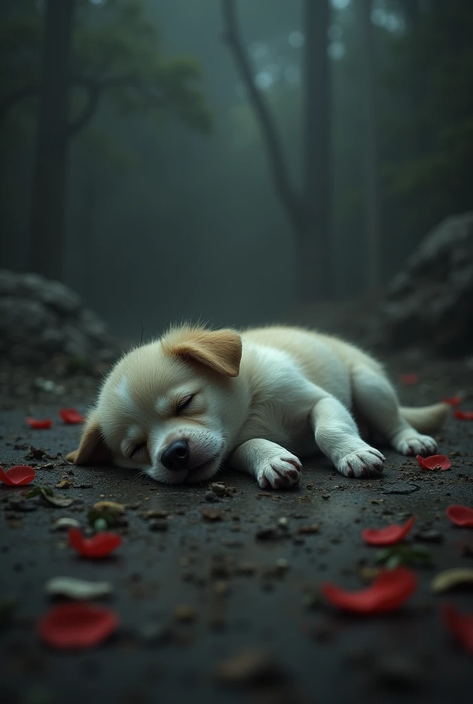 I want an image of a small dog that was sacrificed, a very sad image