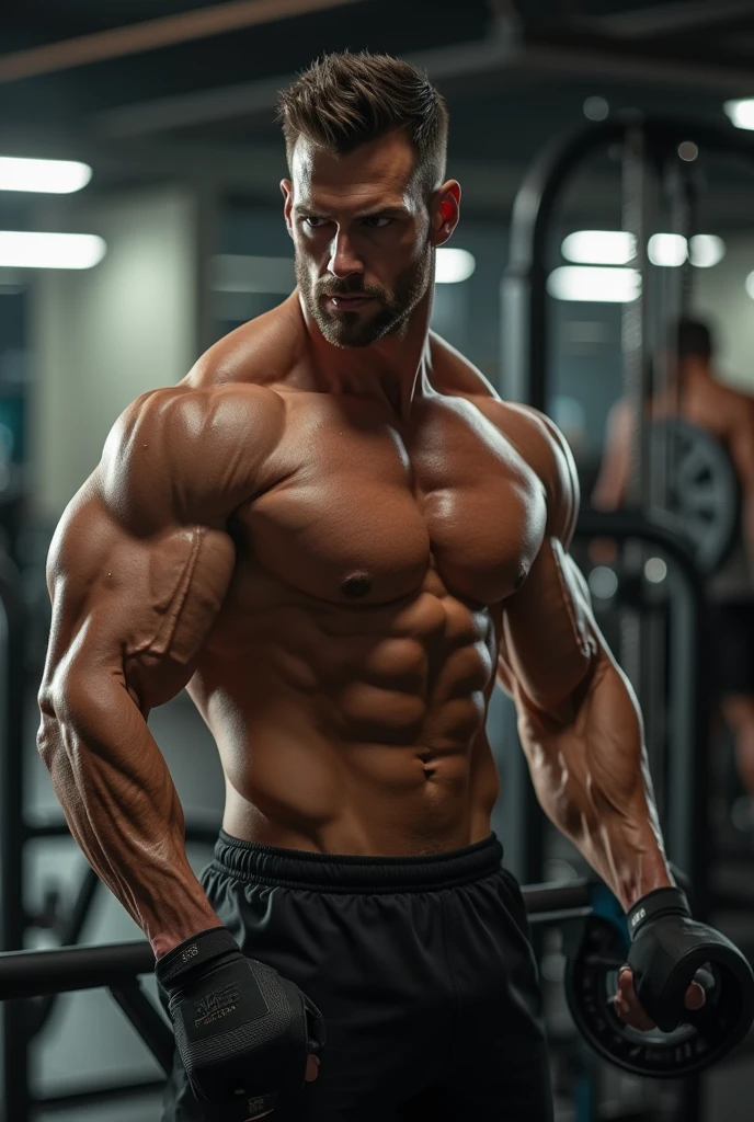 Handsome man with more muscle taking turns