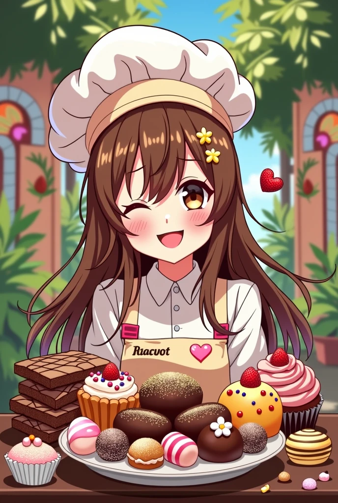 logo,Kizi, anime food, baking art, brigadiers frescas ao fundo, candies, Truffles, brigadiers, chocolates, candies finos, brownhair