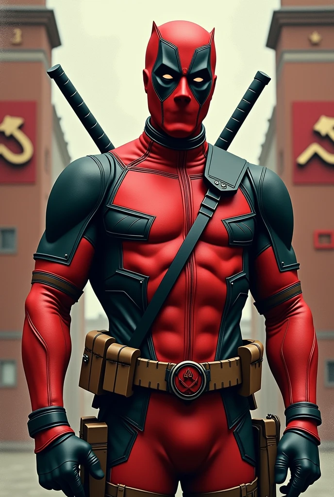 stalin dressed as deadpool