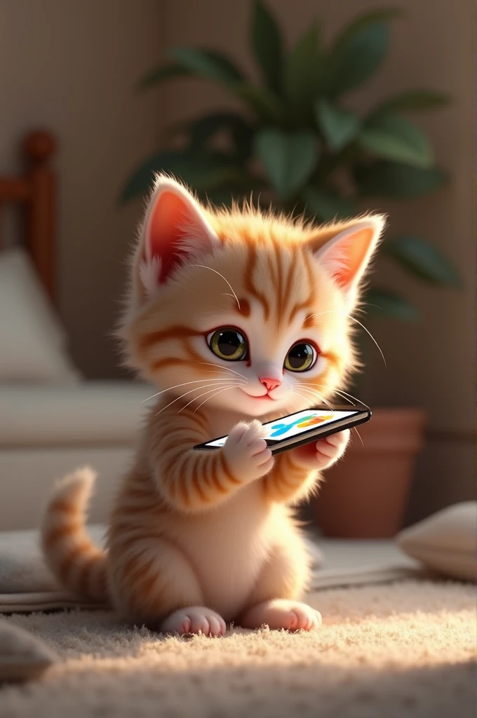 Kitten with iPhone