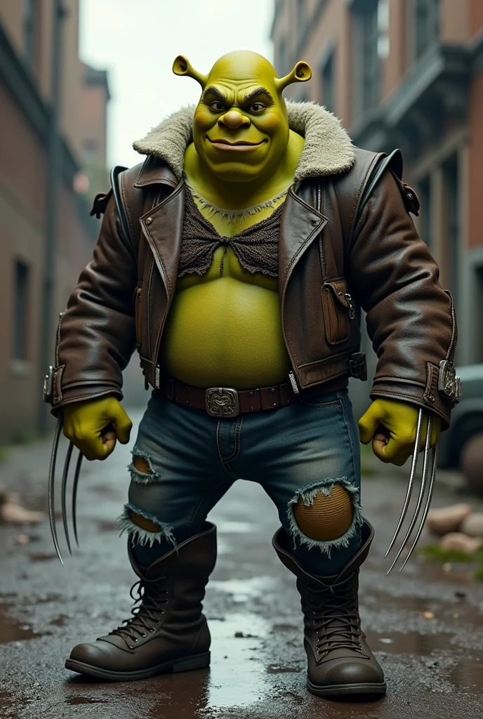 Sherek com roupa de Wolverine 