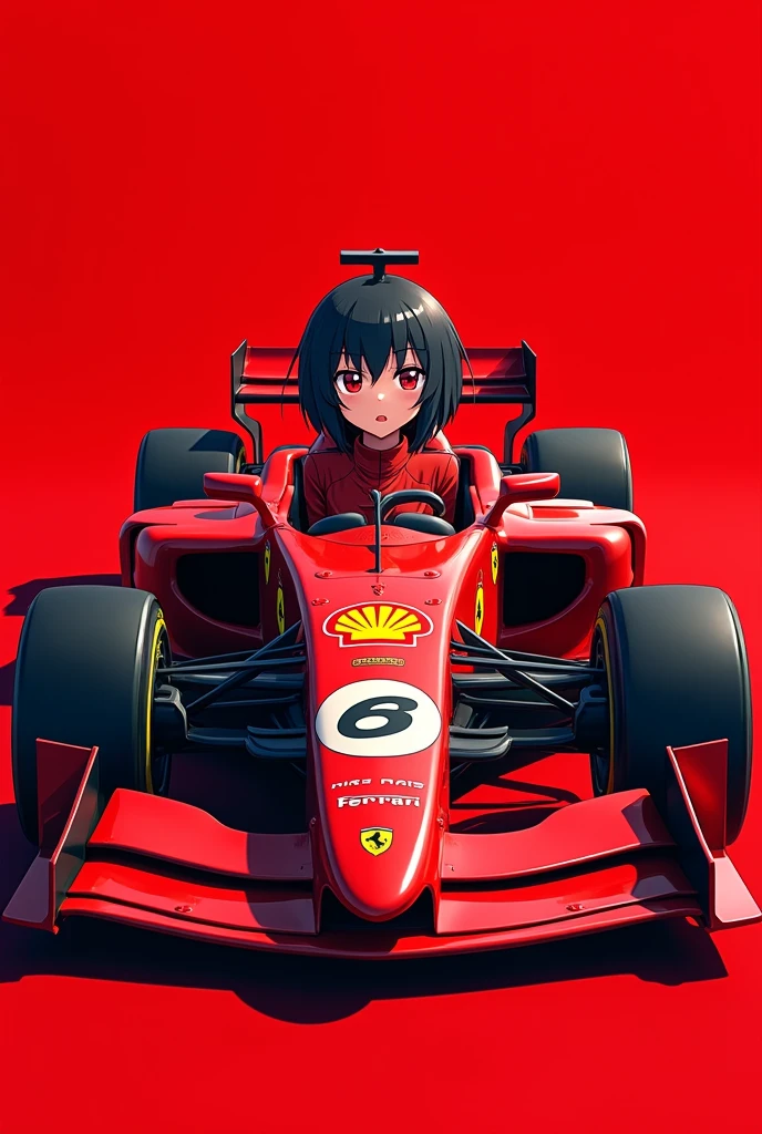 (Red background:1.2), (Megumin sitting in car:1.3), (insanely detailed:1.2), (a well-designed face:1.2), (masterpiece, intricate details, realism, best quality:1.2), (Megumin is sitting on a racing car:1.2), flat chest, (Megumin-style racing clothes:1.2), (realistic car in Megumin coloring:1.2), masterpiece, 4k, best quality, anime art, natural beauty, (elaborate Ferrari),