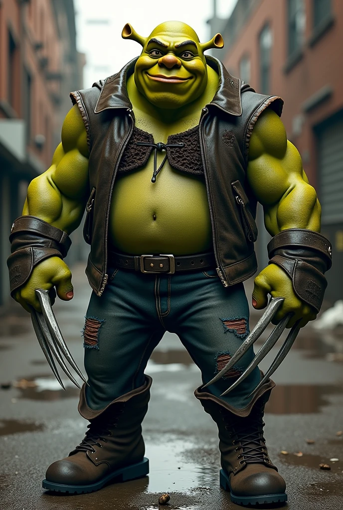 Sherek com roupa de Wolverine
