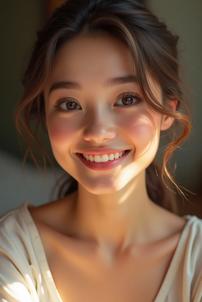 Beautiful girl face smiling