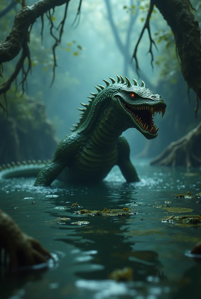 The monster of the lagoons hidden in the water