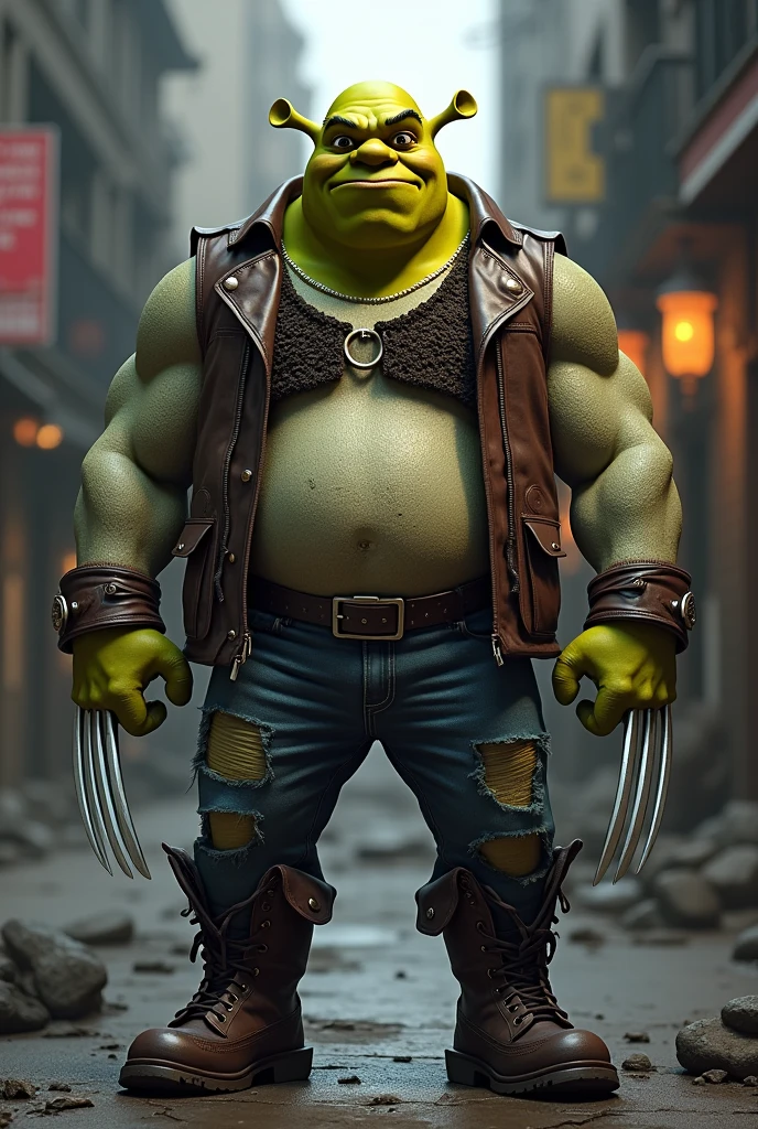 Sherek com roupa de Wolverine