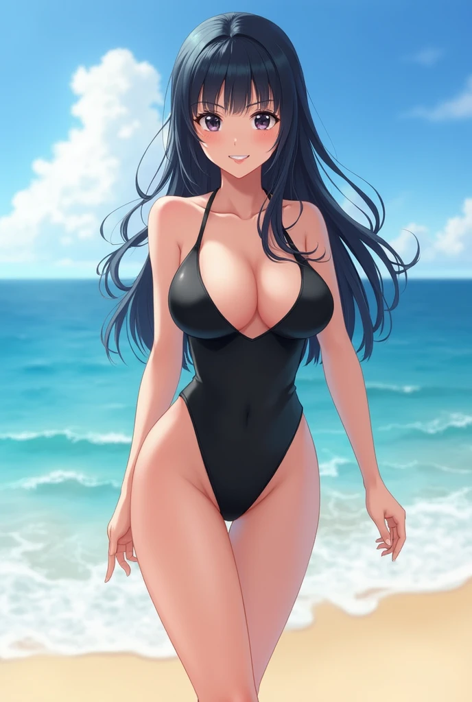masterpiece、Shiho Nishizumi((And tank))), ((((一人のMarried women)))), ((黒hair)), (Cleavage), (breast focus), (Detailed limbs), ((黒hair)), (非常にVery large breasts、),黒hair、Long hair、Long-lasting shine々hair、Long hair、black eye、Black eyeball、Clear Eyes((Pink nipples)), Highest quality, ((Browsing Caution)), ((Sweaty black swimsuit)), (Wink), black bikini swimwear、Beautiful black swimsuit, ((セクシーblack bikini swimwear)), (((take a walk))), Very large breasts, Outdoor、Japan、大洗Ocean水浴場, Huge breasts, A light smile, Ocean水浴場, Married women, The charm of an adult woman((((Nice black swimsuit)))),Ocean水浴場をtake a walk、A smile for your lover、Walk with your legs apart、Beautiful black swimsuit、Nipples visible through swimsuit、summer、Ocean、blue sky、大洗Ocean水浴場、Beautiful bikini swimsuit、Big smile、A smile for your lover