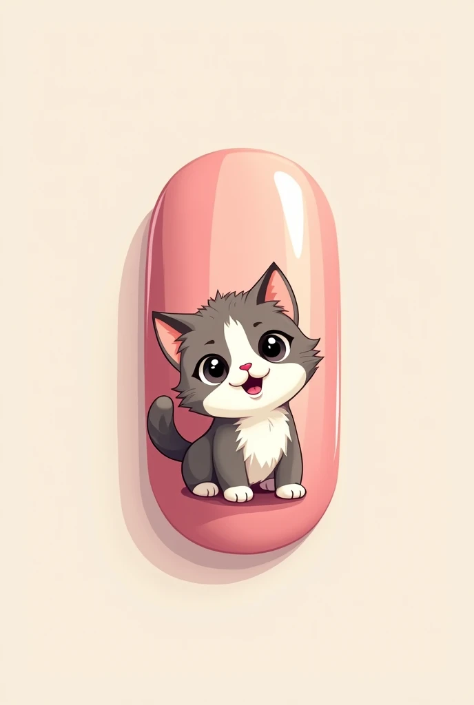 Nail logo and cute cat