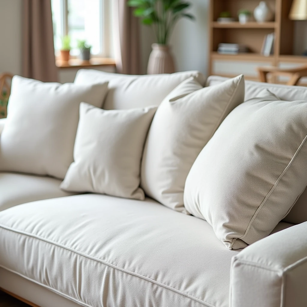 Kit with 4 plain decorative cushions for gray and white sofa, generate a distant photo to advertise on shopee