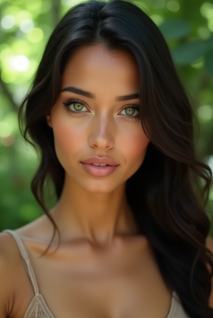 olie fille , bien former , colombienne , cheveux lisse , yeux vert , sans maquillage , naturel