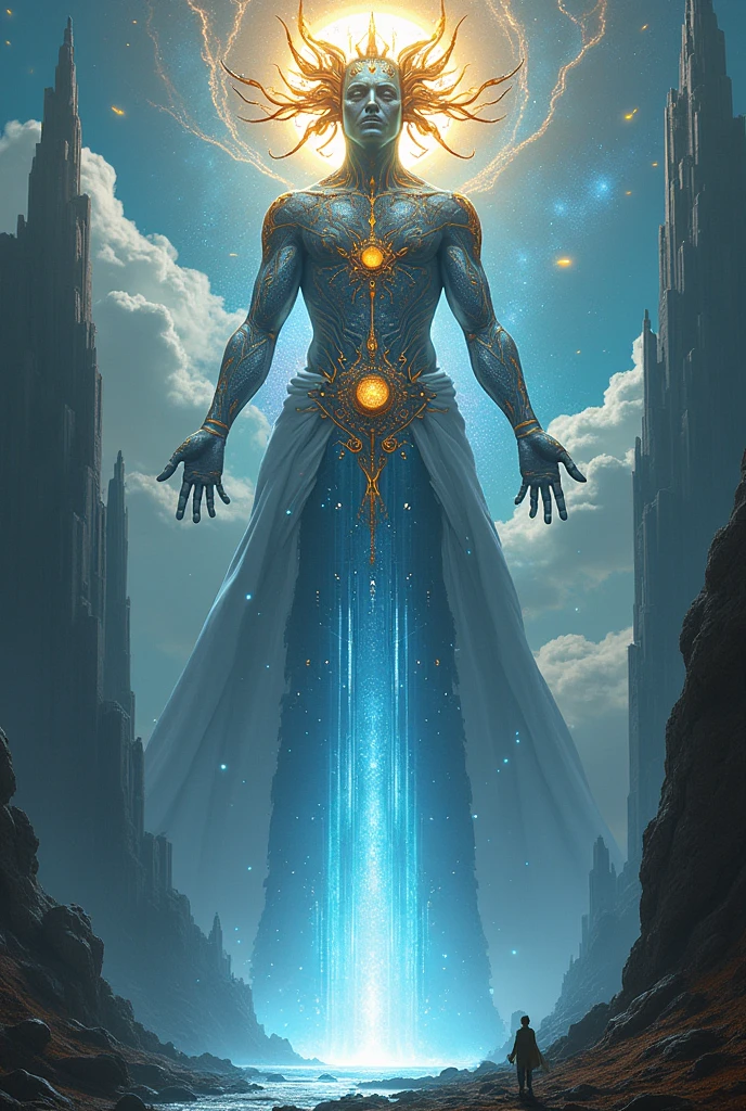 God of the Towers of Aquarion, visionary of stars and innovation. He inspires progress, the invention and the connection with the future. With a waterfall coming out of her belly.