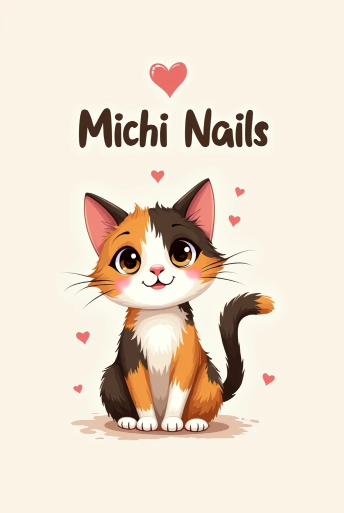 Logo for a nail salon called MICHI NAILS that also has a cat on it