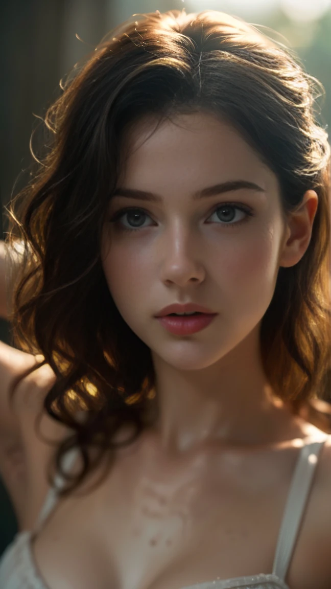 (((ultra realistic))) Photo, masterpiece, top quality, (pale skin), (Ultra detailed face and eyes:1.3), 1 girl, Adult, no shirt, wet tits, full body, (Eye makeup, mascara) , ((large detailed lips)), ((ash wavy hair)), ((Chyolka)) , (Natural breasts), Slim waist. ((Posing)), photoshoot, studio (soft lighting), (The play of light and shadows), depth of field, bokeh, (special attention to skin detail: 1.2), Detailed leather texture, skin pores. (Airy atmosphere of the frame. Color range - delicate, Bright, white, Pink tones), UDR, ((Film grain)), ((rays)), ((glare of the sun)), ((waist up portrait, close to the camera)) , ultra detialed,