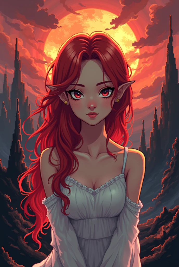  Beautiful Pixel girl red hair  beautiful 
Hell scenery fantasy theme