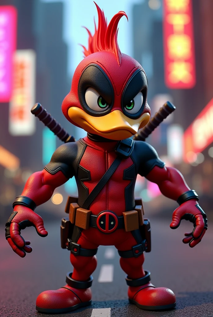 Woody Woodpecker com roupa de Deadpool 