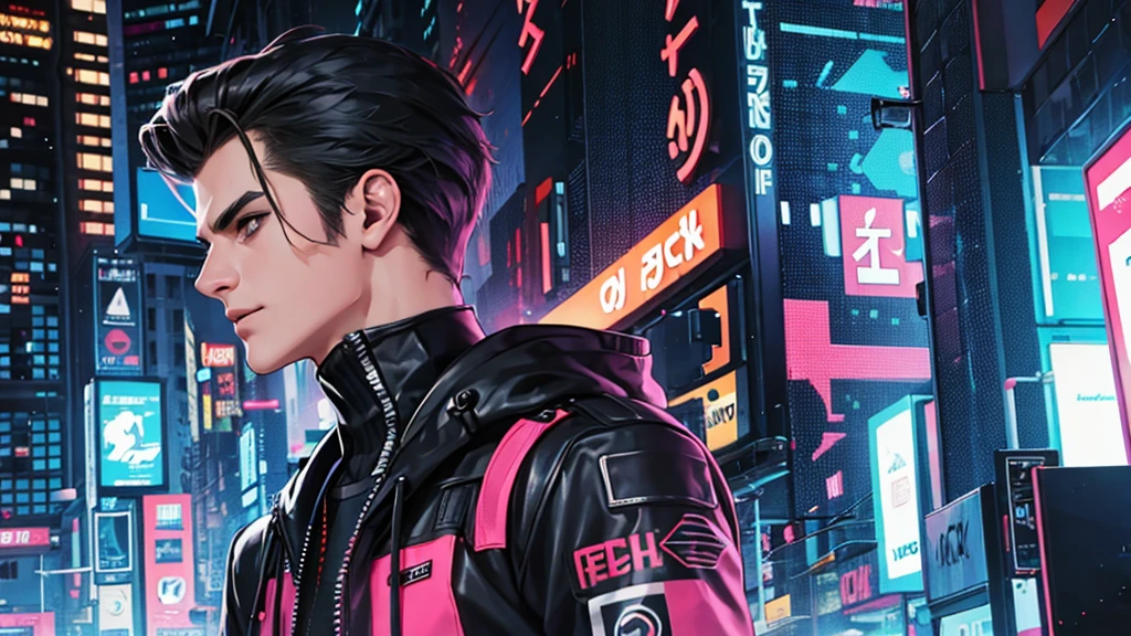  Change background. Cyberpunk handsome. Realistic Face. 8k