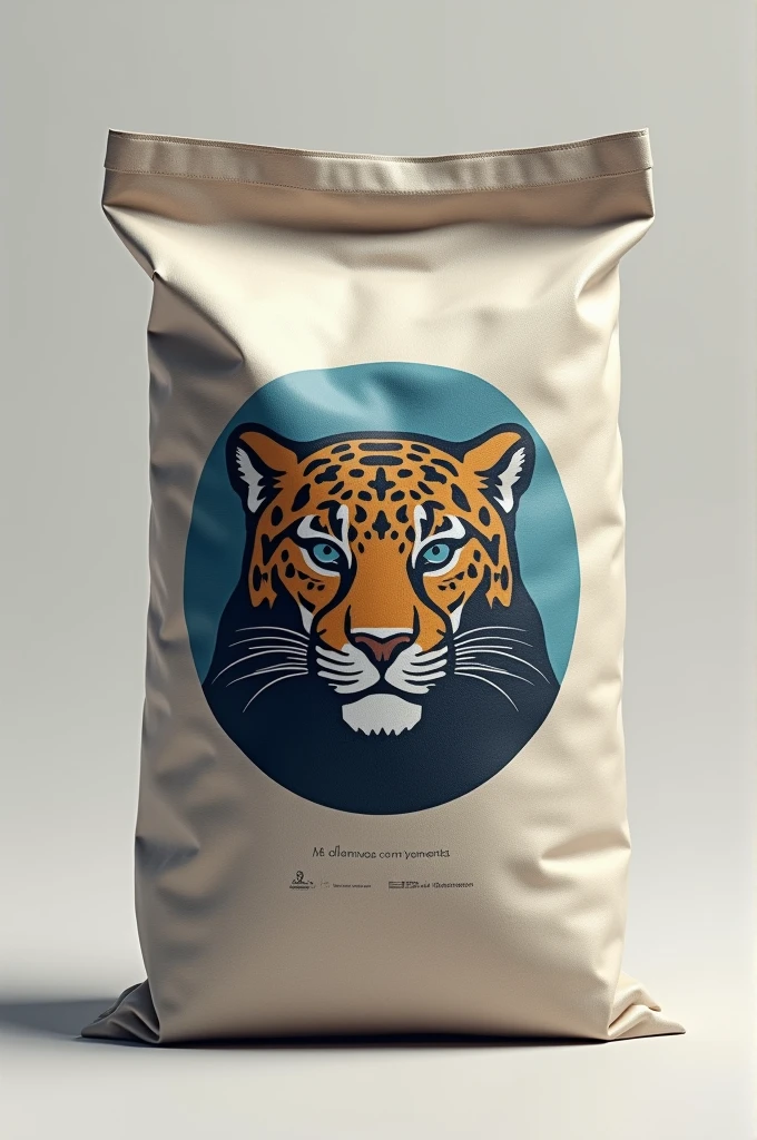 Generate a bag of cement with a jaguar logo