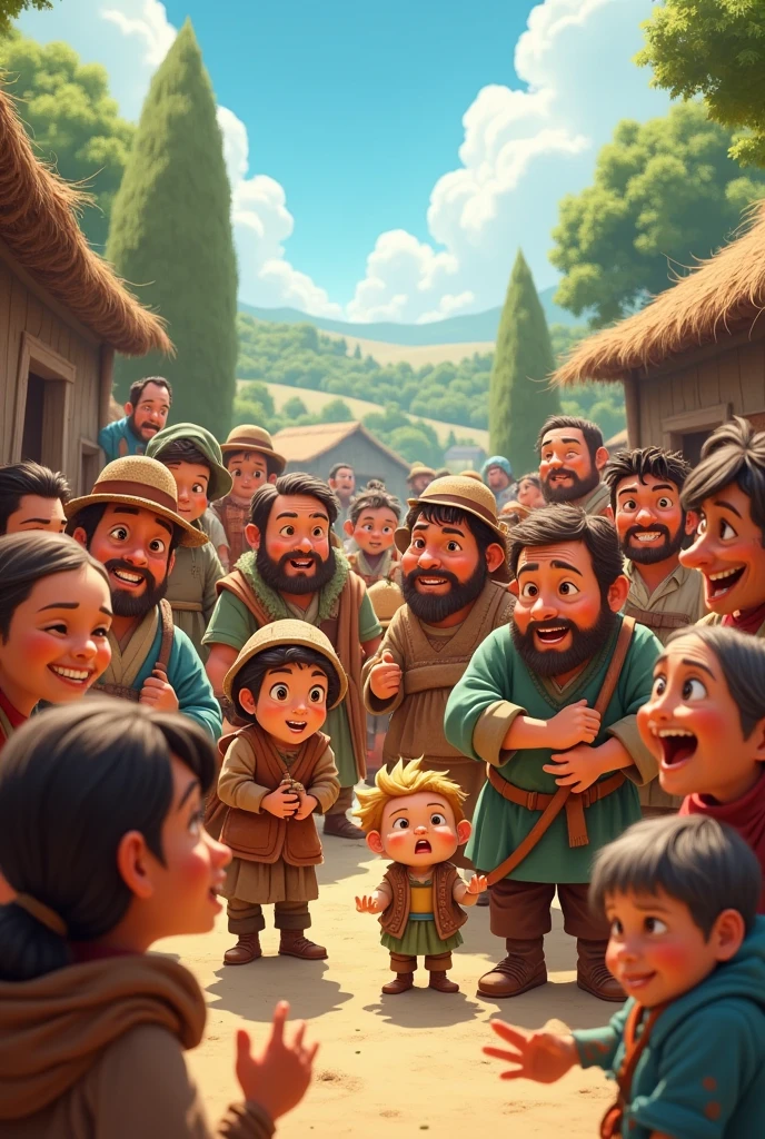 Various animated peasants with various expressions 