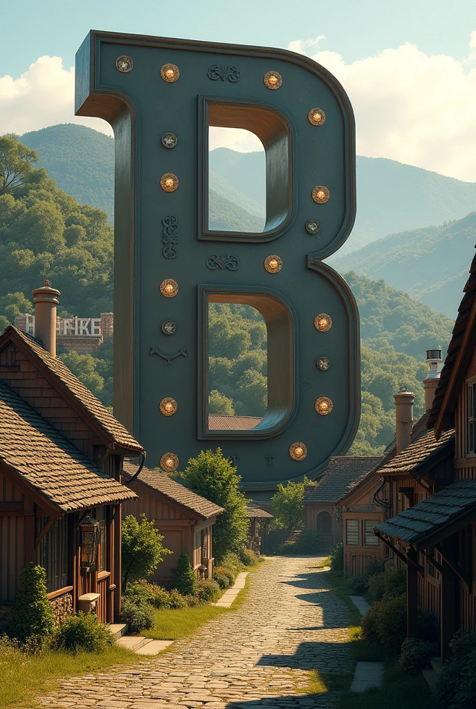Letter B like hollywood but on a big village