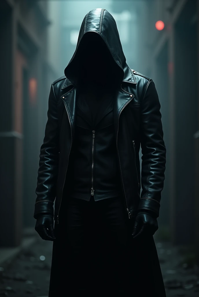 assassin, black leather jacket, dramatic lighting