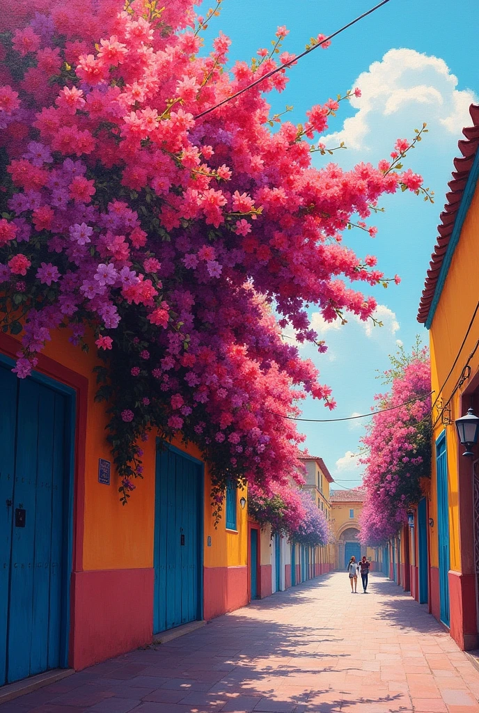 An original painting that I can do! That reflects the anniversary of the city of TACNA (Peru) that shows bougainvilleas NOT A LANDSCAPE