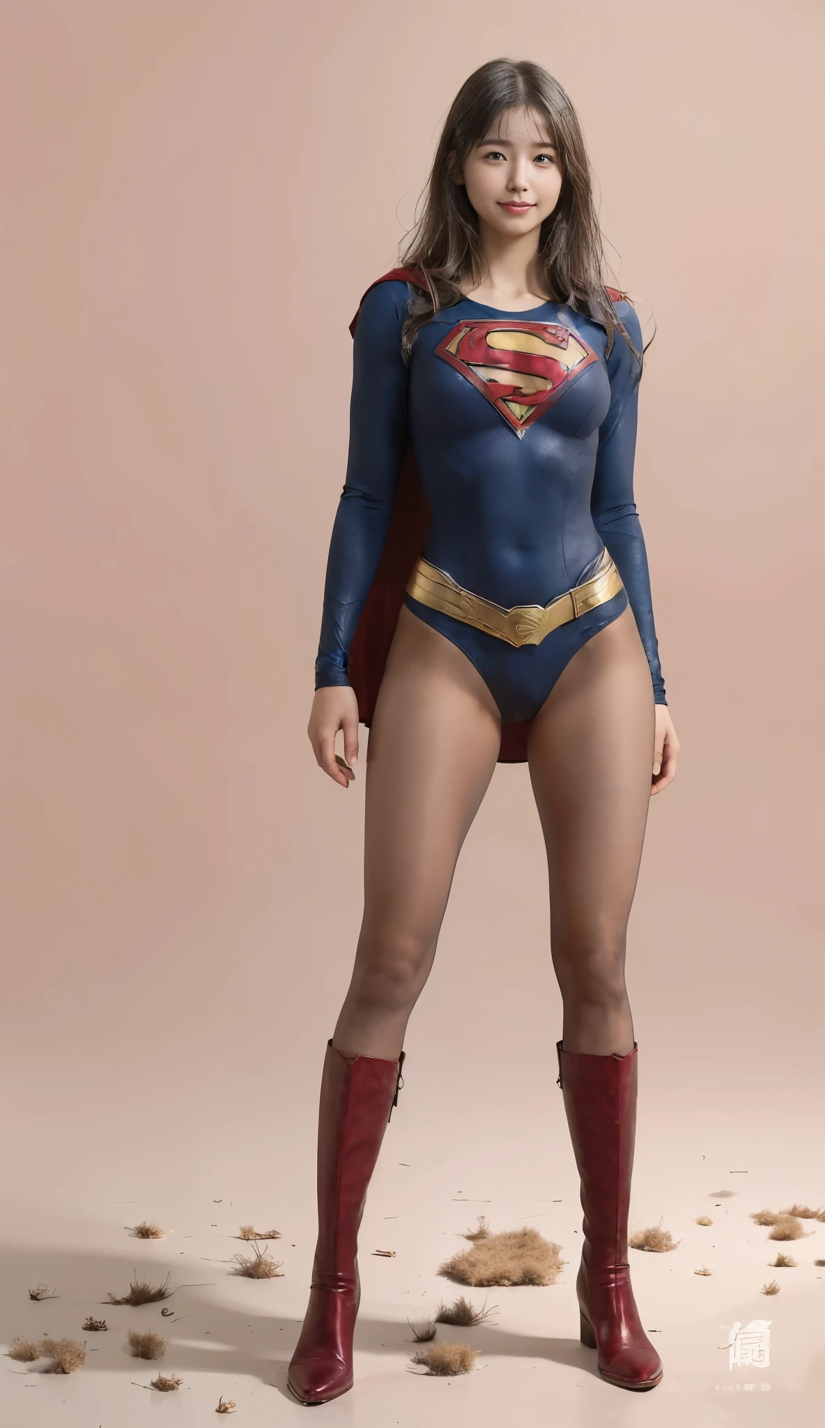 No background、(((Beautiful legs in black tights.)))、(((Legally express the beauty of your smile)))、((((Make the most of your original images)))、(((Supergirl Costume)))、(((Beautiful Hair)))、(((suffering)))、(((Please wear black tights....、Wear red boots)))、((Best image quality、8k))、((Highest quality、8k、masterpiece:1.3))、(((Preserve background )))、Sharp focus:1.2、Beautiful woman with perfect figure:1.4、Slim Abs:1.2、Wet body:1.5、Highly detailed face and skin texture、8k