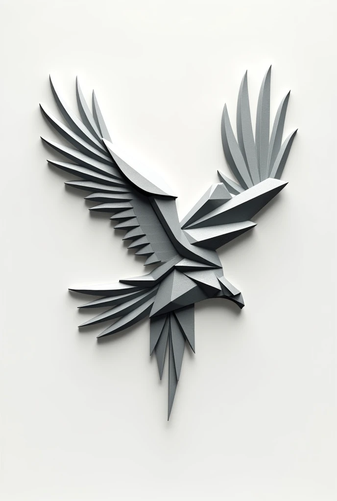 Logo of an eagle taking flight, made with geometric figures 