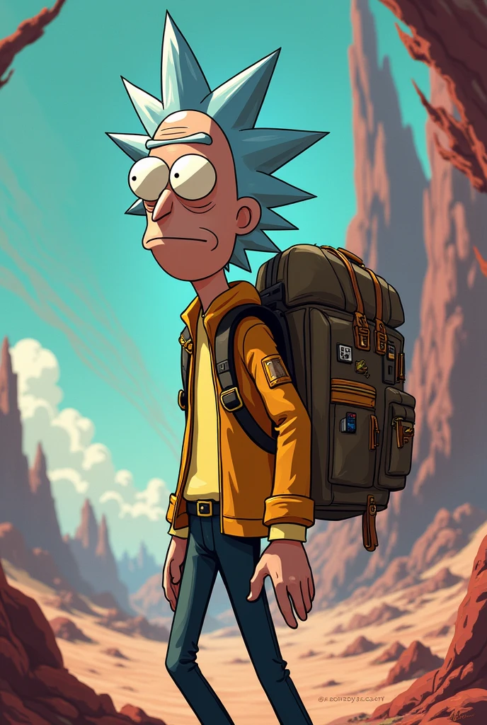 with backpack from the cartoon rick and morty