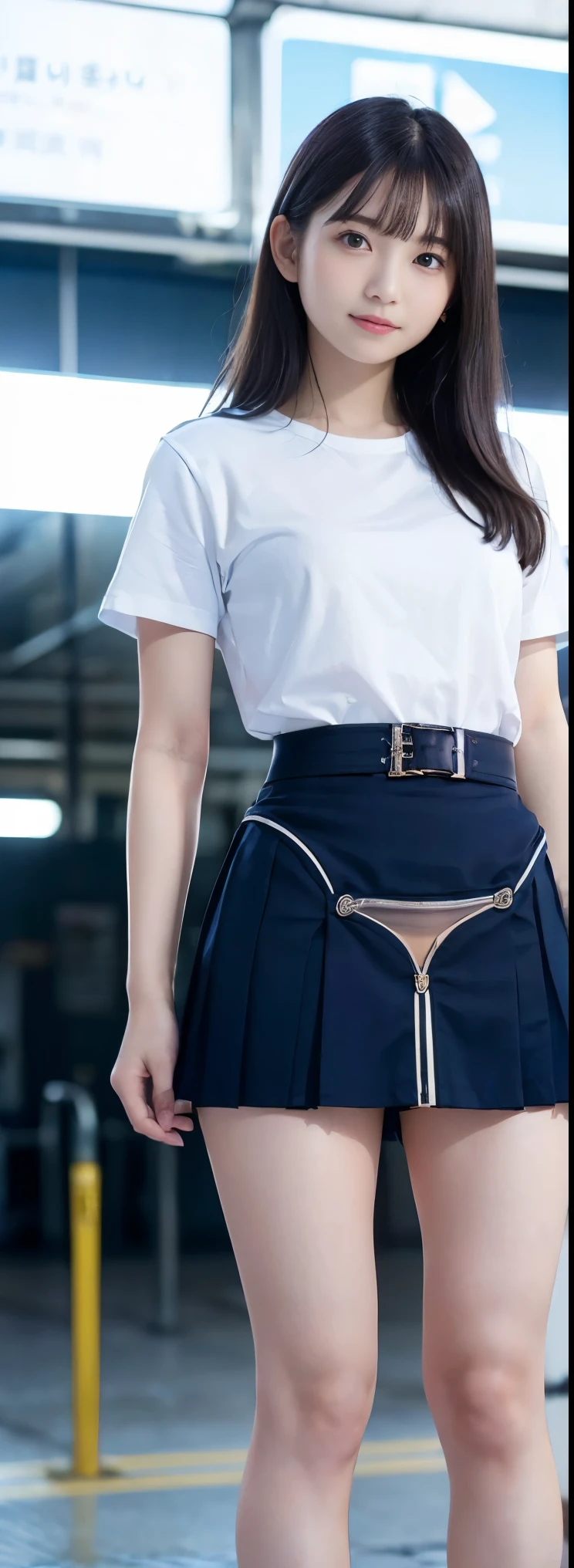 A girl with school skirt and suddenly her underwear was appear