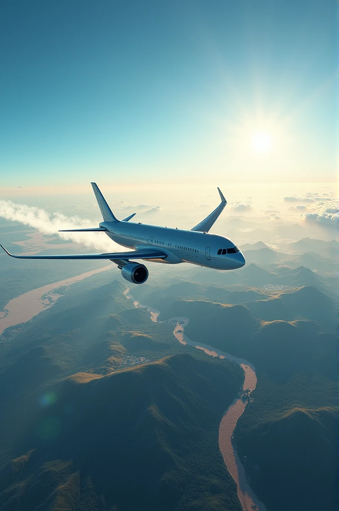 Airplane flying past the map