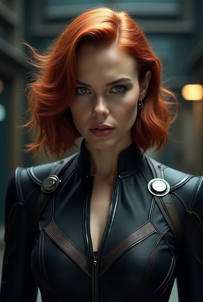 Scarlett johansson wearing black widow suit