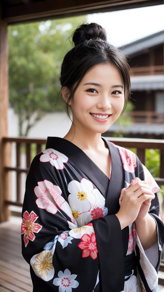 yukata firework Smiling Mature Woman 45 talents black hair bun