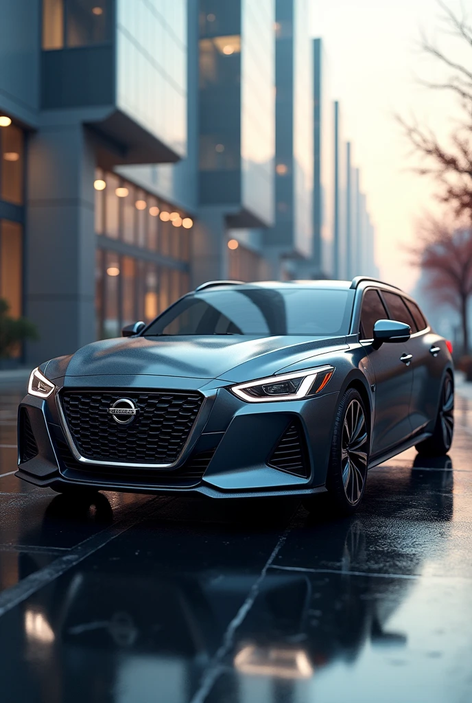 Based on the existing 2006 Nissan AD station wagon , make a dark pearl color design , Modern and elegant