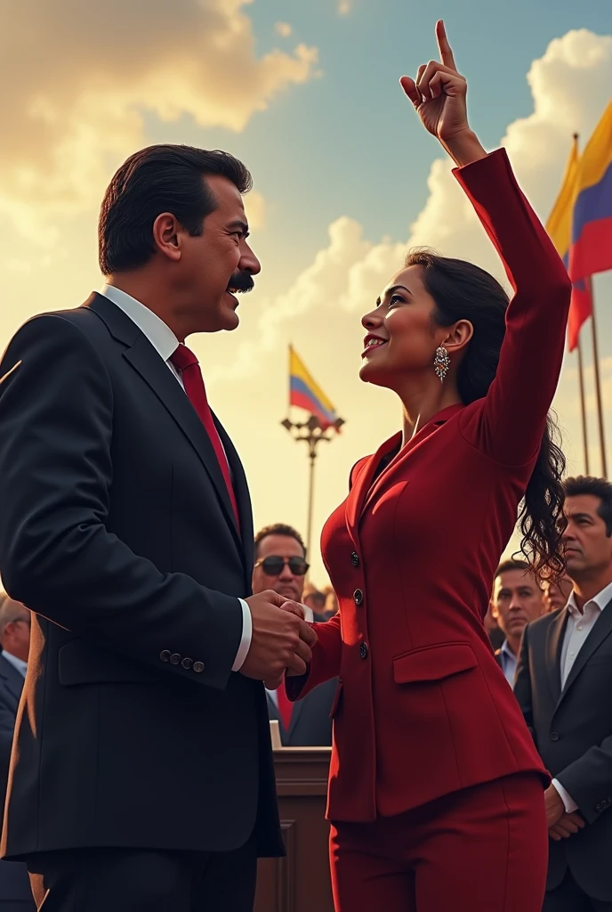 Maria Corina Machado giving Hugo Chavez the middle finger