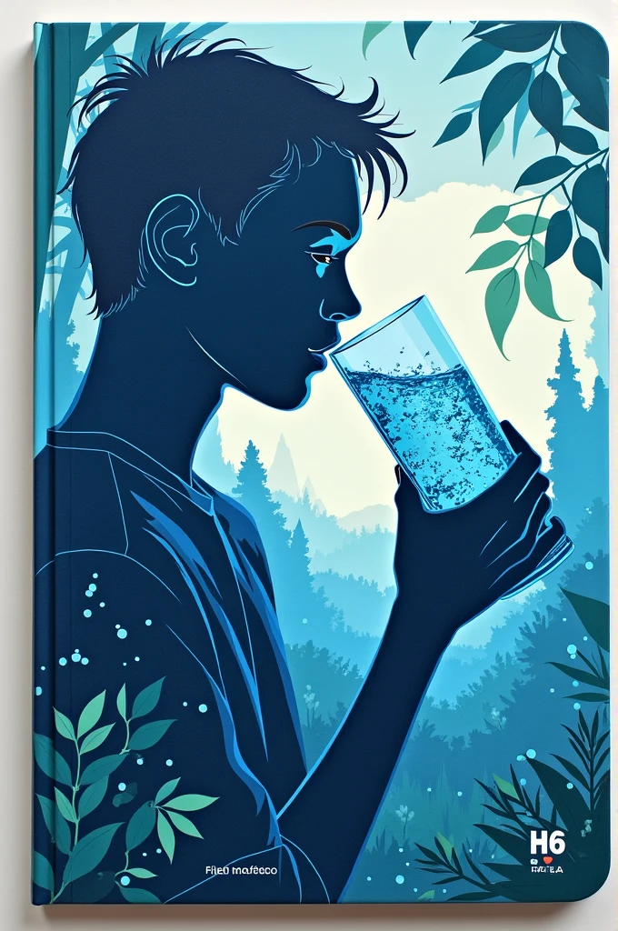 Create a cover for a field notebook with the theme The importance of drinking water and raising awareness of the proper use of chlorine
