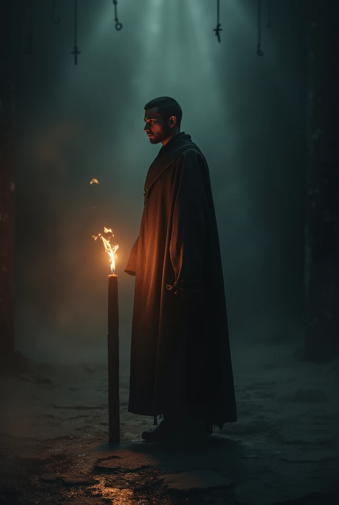 Man standing with a candle