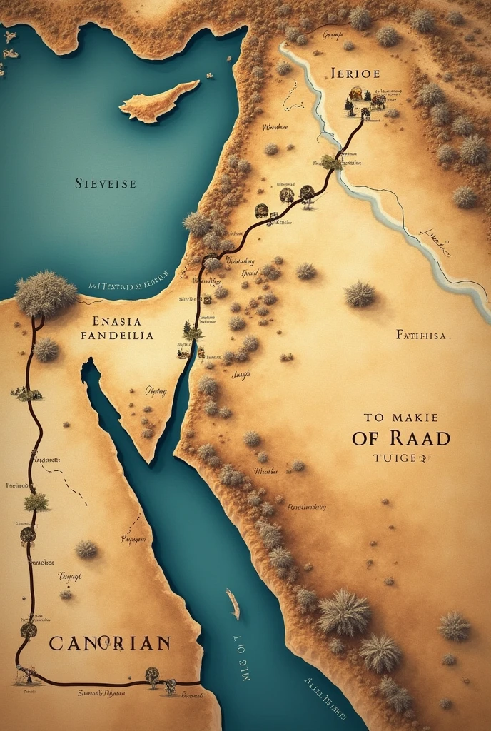 A Map, showing the road of Egypt to Canaan, with the mark of the path of israelite, 