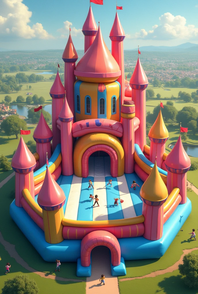 create a Bouncy castle enormous but seen from above