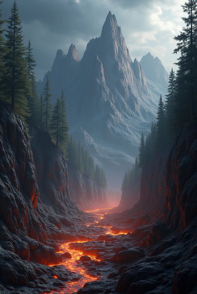 1. The region "Aethoros's Fury" it is a wild and tumultuous land, reflecting the spirit of the sign of Aries. The storms are constant and violent, with lightning streaking across the dark sky and torrential rain turning the terrain into a field of mud and slippery rocks.
The environment is mountainous and rugged, with steep peaks and deep gorges, challenging the strength and courage of visitors. Wind currents are intense and unpredictable, forcing anyone to keep in constant motion so as not to be swept away.
Forests of twisted, thorny trees intertwine, creating a natural maze that requires exceptional navigation skills. Throughout the region, there are also areas of lava and incandescent rocks, evidence of intense geothermal activity that adds an element of constant danger.