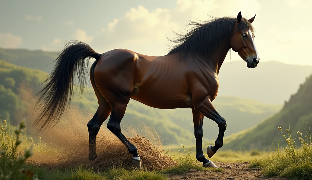Horse pooping butt