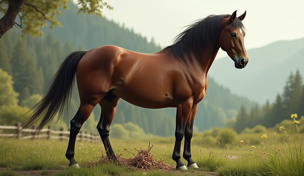 Horse pooping butt
