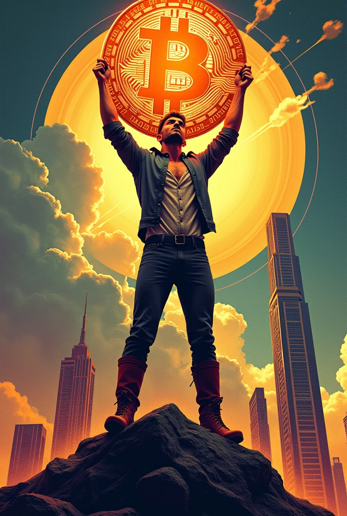 This anime-style AI image generator creates a striking visual featuring a Brazilian character ensnared by dark, oppressive elements, such as shadowy chains and looming barriers. The character, drawn with expressive, dramatic details, embodies the struggle against censorship. In sharp contrast, a glowing Bitcoin coin illuminates the scene with a vibrant, golden light, casting a hopeful glow over the dark surroundings. The radiant coin symbolizes a new era of freedom and technological advancement, highlighting the clash between repression and the promise of digital innovation.