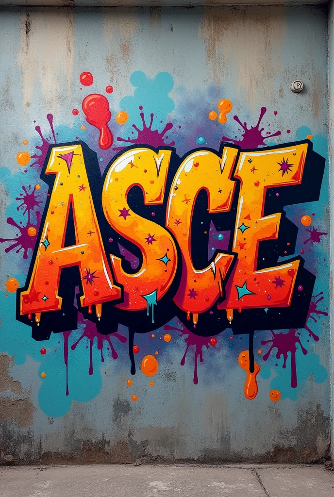 Graffiti tag on a wall with the name ASCE in bomb style letters