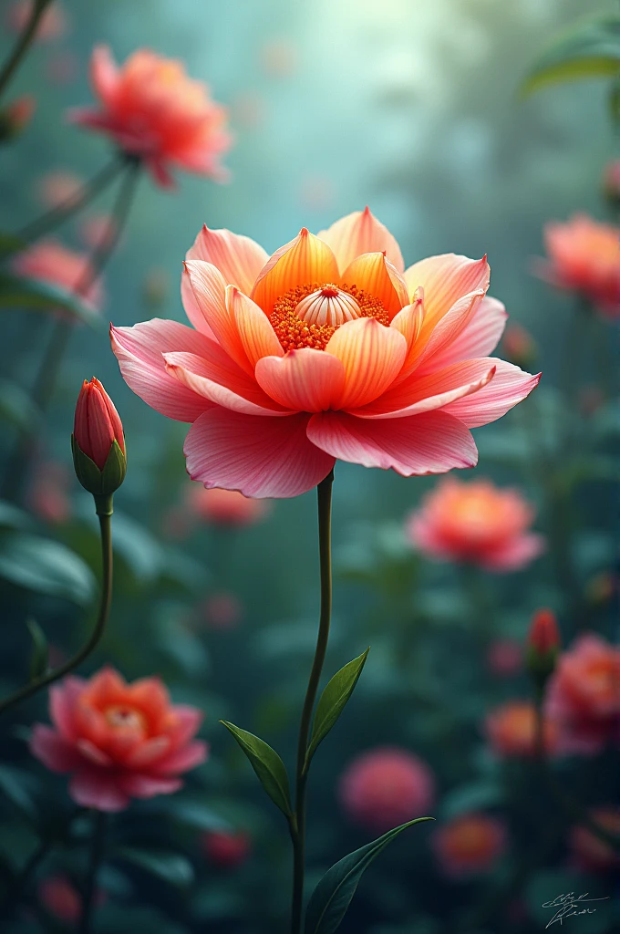 A flower blooming beautifully among the other flowers
