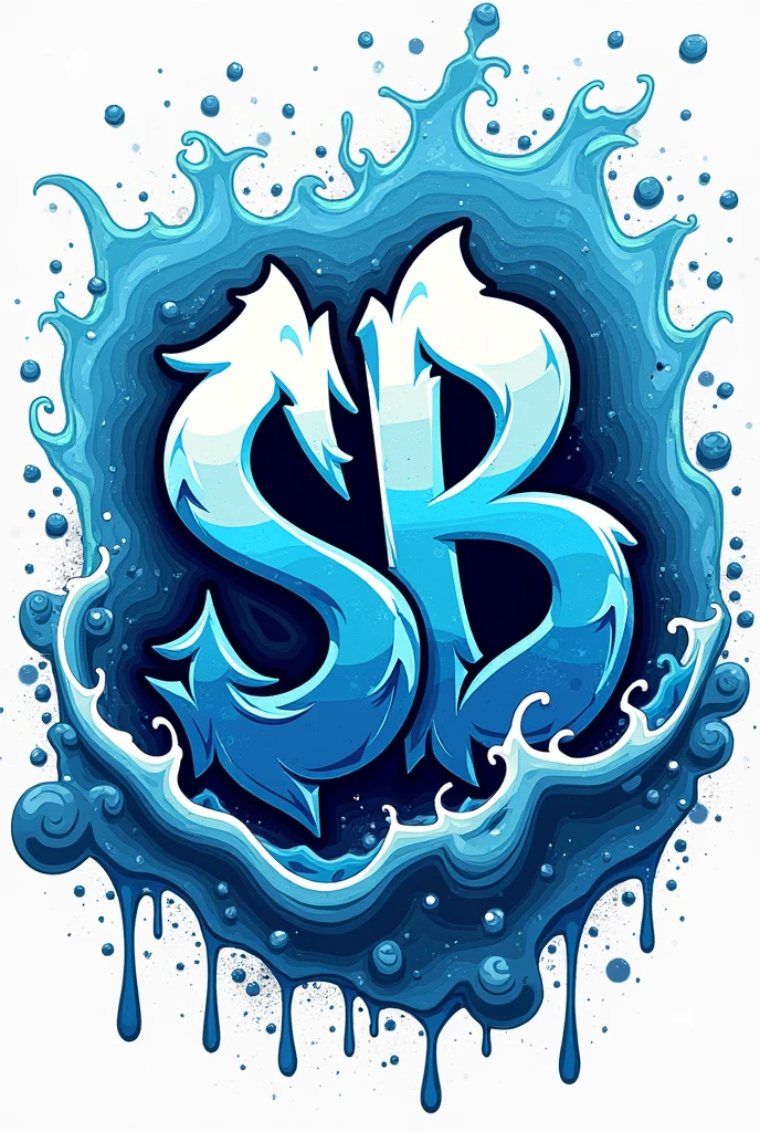 Create a graffiti logo for a project named SB related to water