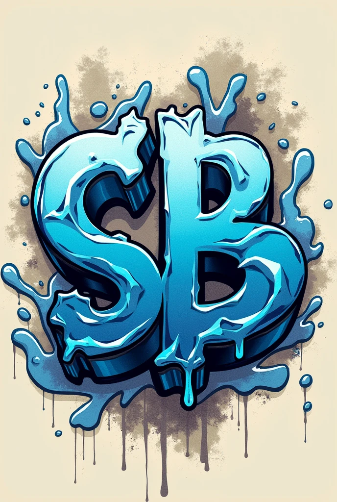 Create a graffiti logo for a project named SB de nttps related to water